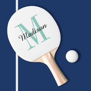 Aqua Monogram and Name Personalised Ping Pong Paddle