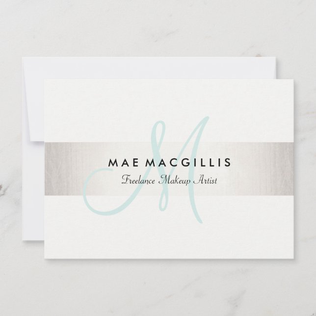 Aqua Monogram FAUX Silver Stripe Gift Certificate (Front)