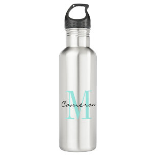 Aqua Monogram Initial and Name Personalised 710 Ml Water Bottle