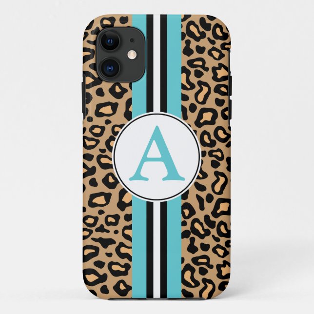 Aqua Monogram Leopard iPhone 5 Case Mate (Back)