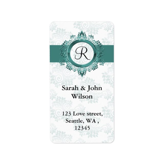 aqua monogram return address label (Front)