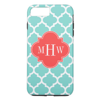 Aqua Moroccan #5 Coral Red 3 Initial Monogram Case-Mate iPhone Case