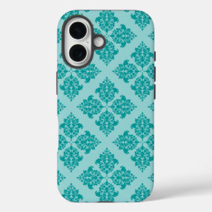Aqua Moroccan Damask iPhone 16 Case
