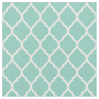 Aqua Moroccan Quatrefoil Fabric