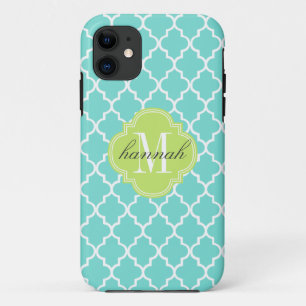 Aqua Moroccan Tiles Lattice Personalised Case-Mate iPhone Case