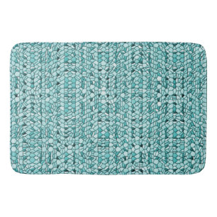 Aqua Mosaic Pattern Bath Mat