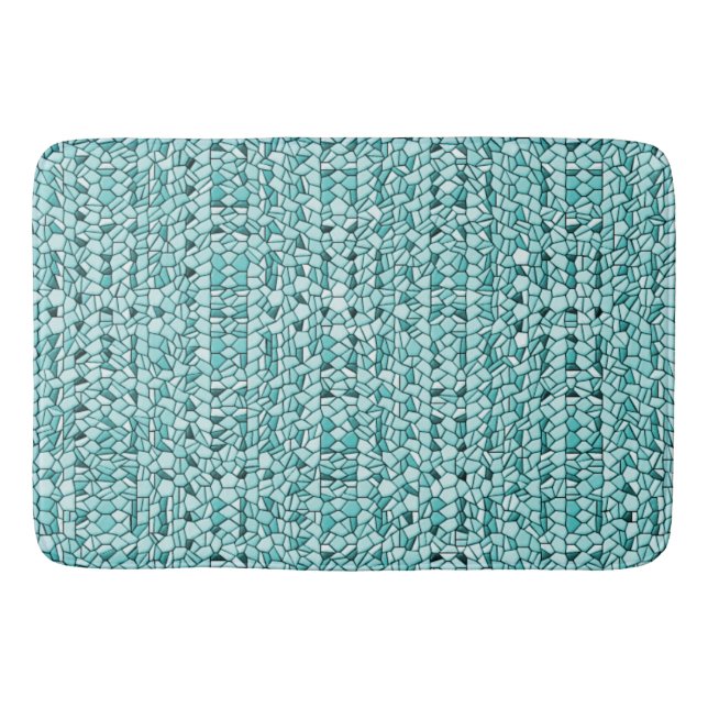 Aqua Mosaic Pattern Bath Mat (Front)