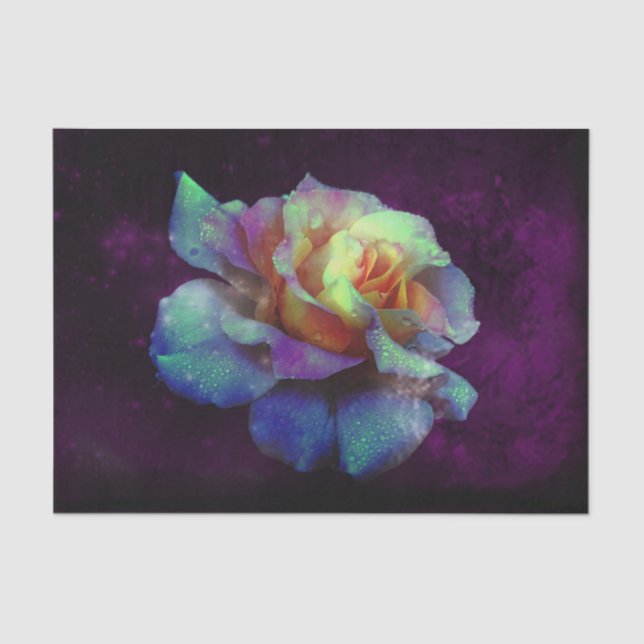 Aqua N Yellow Rose w/Violet  Tissue Paper (Front)