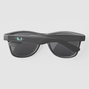 Aqua Name & Monogram   Retro Typography Sunglasses