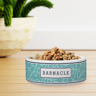 Aqua Nautical Rope Pattern Personalised Bowl