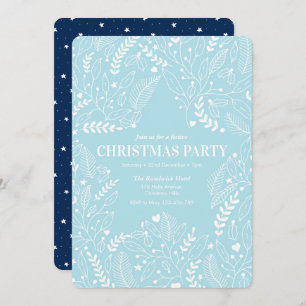 Aqua Navy Stars Christmas party Invitation