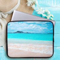 Aqua ocean and sandy beach photo custom monogram