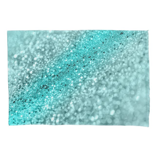 Aqua Ocean Bokeh Glitter #1 (Faux Glitter) #decor  Pillowcase (Front)