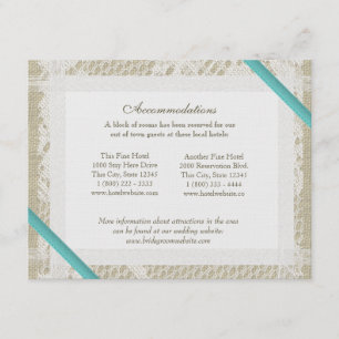 Aqua Ocean Lace and Burlap Directions Enclosure Card