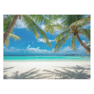 Aqua Ocean Palm Trees Beach Paradise Tablecloth