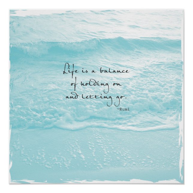 AQUA OCEAN PHOTO WITH RUMI QUOTE POSTER (Front)