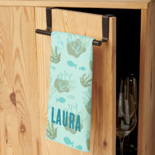 Aqua Ocean Sea Marine Life Coastal Tea Towel