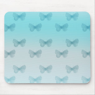 Aqua Ombre Butterflies Mouse Pad