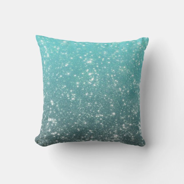 Aqua Ombre Glitter Cushion (Front)