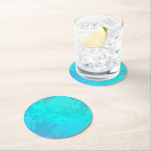 Aqua Ombre Round Paper Coaster