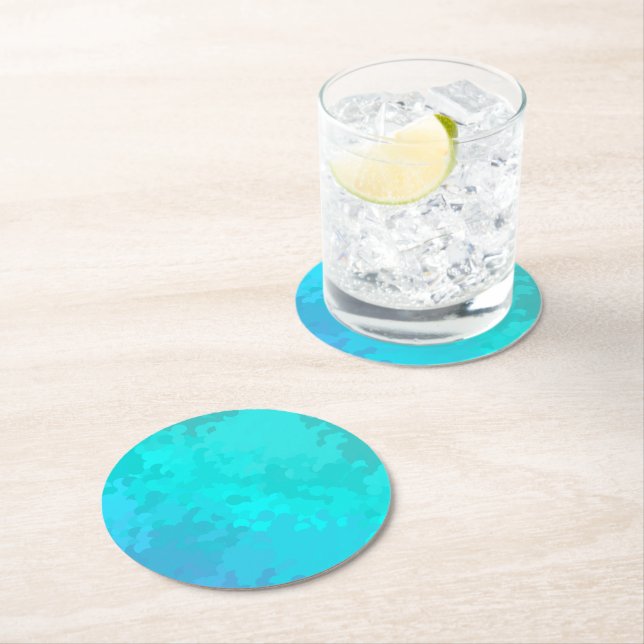 Aqua Ombre Round Paper Coaster (Insitu)