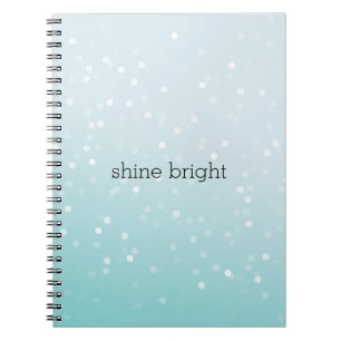 Aqua Ombre White Bokeh Confetti Dots Notebook