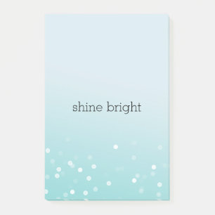 Aqua Ombre White Bokeh Confetti Dots Post-it Notes