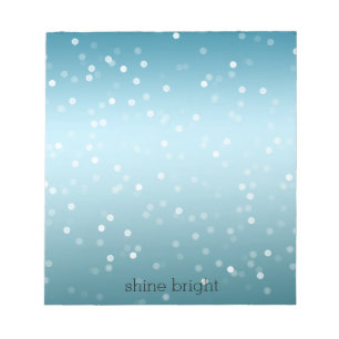 Aqua Ombre White Bokeh Confetti Notepad