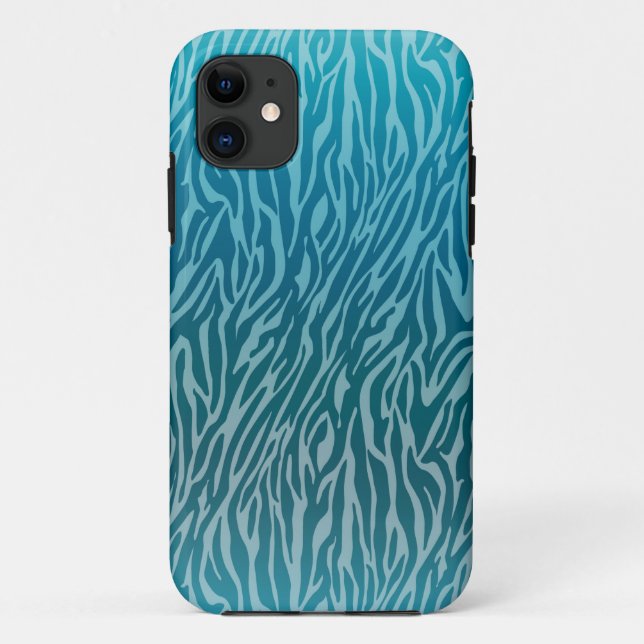 Aqua Ombre Zebra Print Case-Mate iPhone Case (Back)