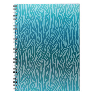 Aqua Ombre Zebra Print Spiral Notebook