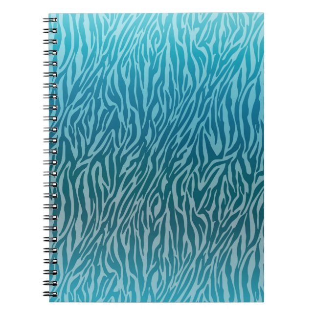 Aqua Ombre Zebra Print Spiral Notebook (Front)