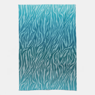 Aqua Ombre Zebra Print Tea Towel