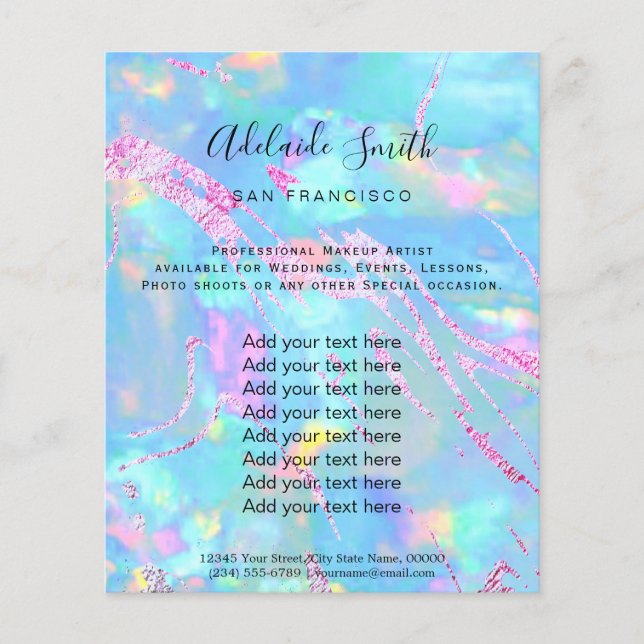 aqua opal stone FAUX holograph  Flyer (Front)