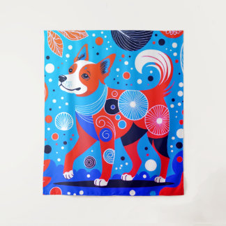 Aqua-Orange Canine Tapestry