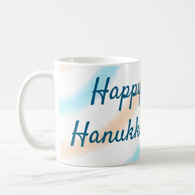 Aqua orange happy Hanukkah add name text message Coffee Mug (Left)