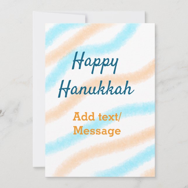 Aqua orange happy Hanukkah add name text message Invitation (Front)