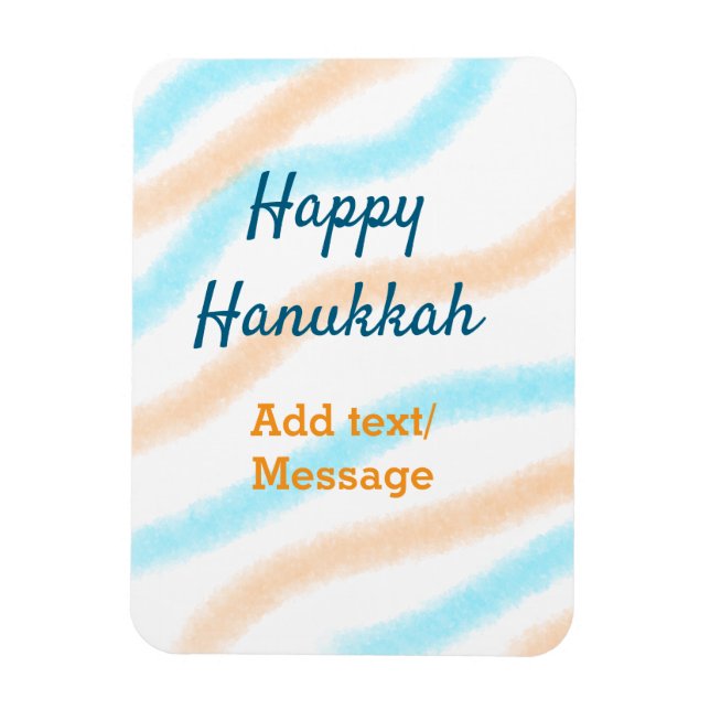 Aqua orange happy Hanukkah add name text message Magnet (Vertical)