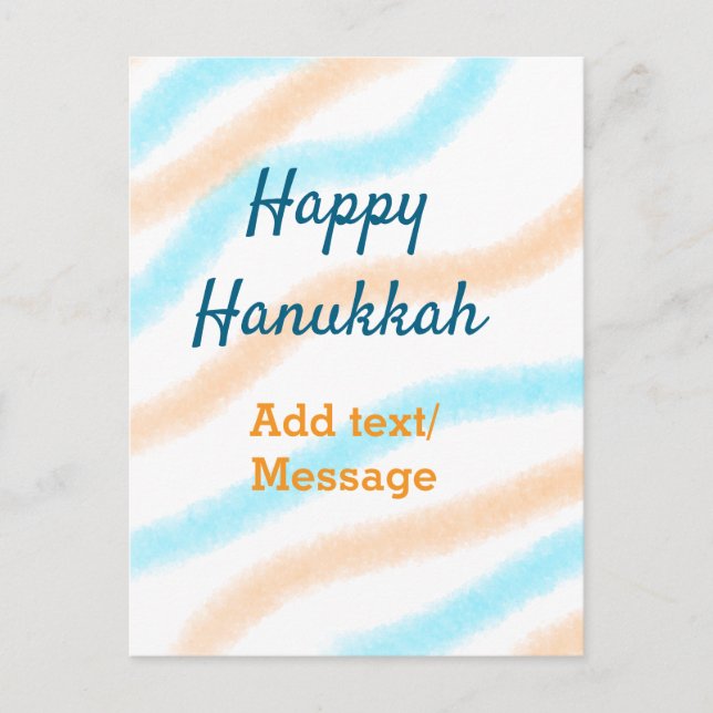 Aqua orange happy Hanukkah add name text message Postcard (Front)