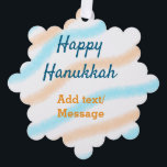 Aqua orange happy Hanukkah add name text message Tree Decoration Card<br><div class="desc">Design</div>