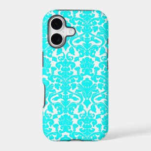 Aqua Ornate Floral Damask Pattern