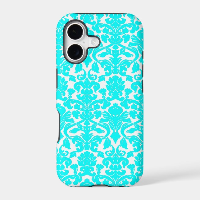Aqua Ornate Floral Damask Pattern (Back)
