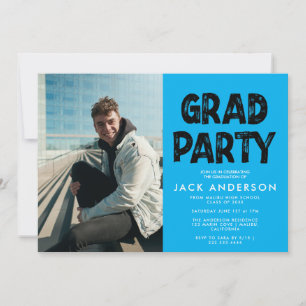 Aqua Paint Photo Graduation Party  Invitation