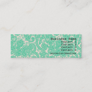Aqua Paisley Pattern Modern Skinny Business Card