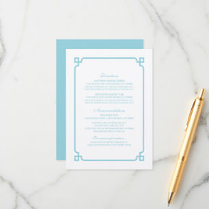 Aqua Paradise Deco Chic Wedding Info Card