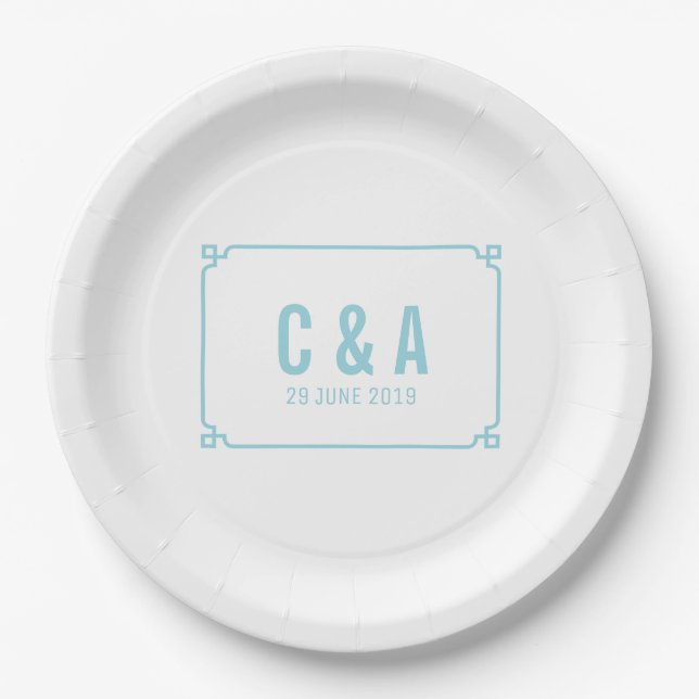 Aqua Paradise Deco Chic Wedding Paper Plate (Front)