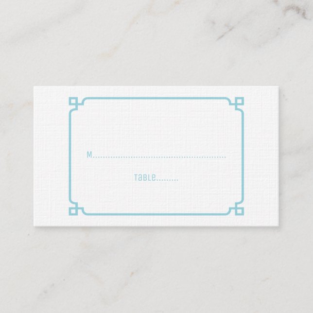 Aqua Paradise Deco Chic Wedding Place Cards (Front)