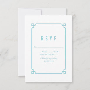 Aqua Paradise Deco Chic Wedding RSVP Card