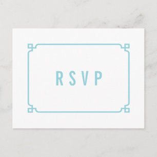 Aqua Paradise Deco Chic Wedding RSVP Postcard