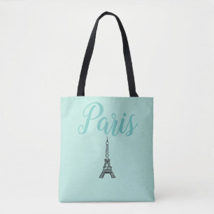  Aqua Paris Eiffel Tower Tote Bag