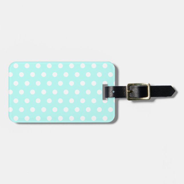Aqua Pastel Polka Dot Luggage Tag (Front Horizontal)
